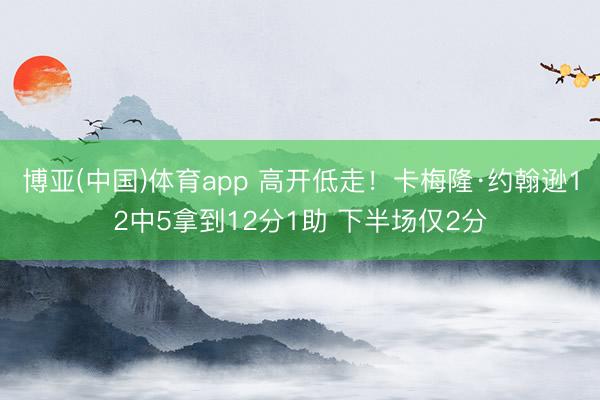 博亚(中国)体育app 高开低走！卡梅隆·约翰逊12中5拿到12分1助 下半场仅2分
