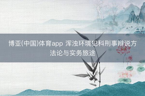博亚(中国)体育app 浑浊环境犯科刑事辩说方法论与实务旅途