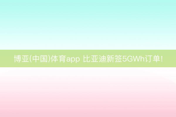 博亚(中国)体育app 比亚迪新签5GWh订单!