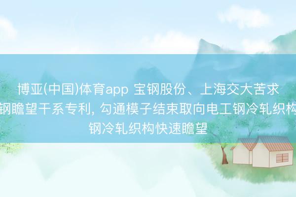 博亚(中国)体育app 宝钢股份、上海交大苦求取向电工钢瞻望干系专利， 勾通模子结束取向电工钢冷轧织构快速瞻望