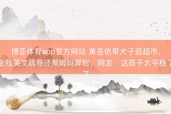 博亚体育app官方网站 黄圣依带犬子逛超市，全程英文疏导还帮姆妈算账，网友：这孩子太平稳了