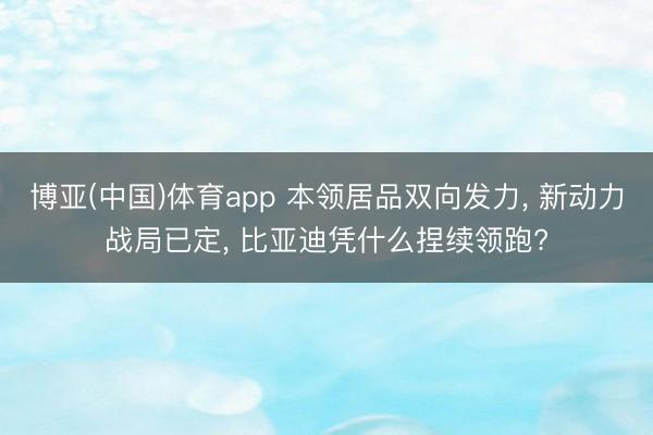 博亚(中国)体育app 本领居品双向发力, 新动力战局已定, 比亚迪凭什么捏续领跑?