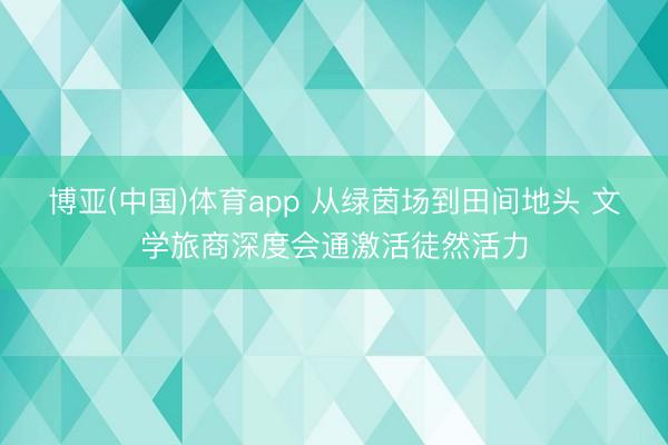 博亚(中国)体育app 从绿茵场到田间地头 文学旅商深度会通激活徒然活力