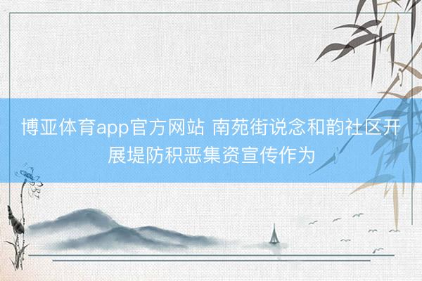 博亚体育app官方网站 南苑街说念和韵社区开展堤防积恶集资宣传作为